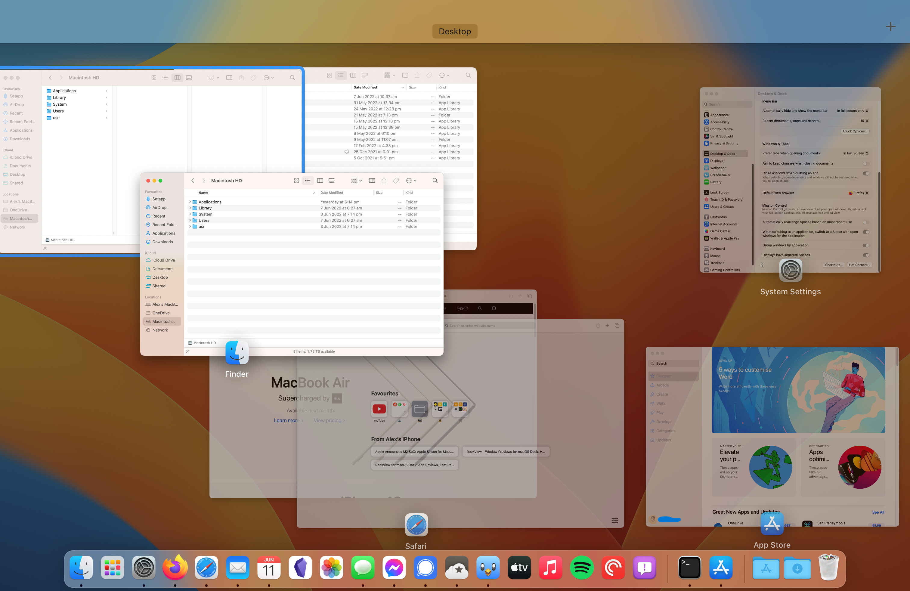 Mission Control expanded application grouping